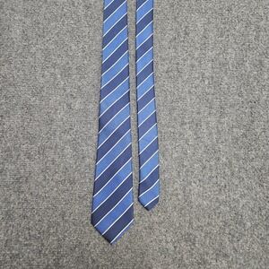BlackBird Silk Tie Blue Diagonal Stripe Handmade Preppy Elevated Office Career